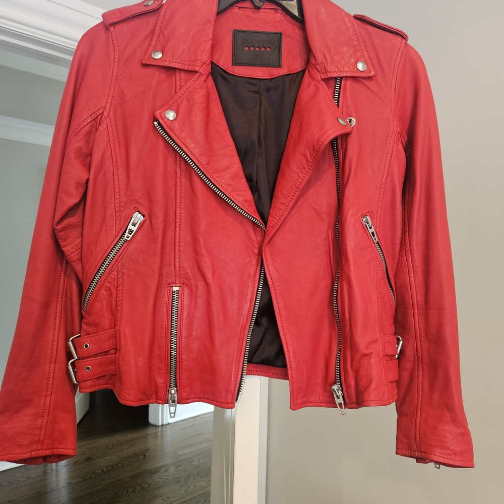 Blank NYC Scarlet Leather Jacket with Silver Accents